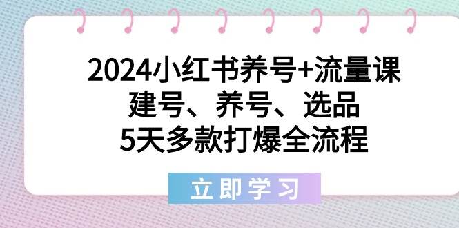 2024小红书养号+流量课：建号、养号、选品，5天多款打爆全流程共创吧-网创项目资源站-副业项目-创业项目-搞钱项目共创吧