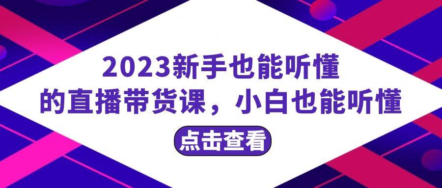 2023新手也能听懂的直播带货课，小白也能听懂，20节完整共创吧-网创项目资源站-副业项目-创业项目-搞钱项目共创吧