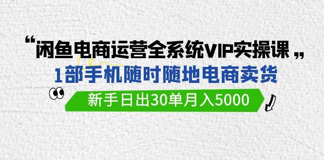 闲鱼电商运营全系统VIP实战课，1部手机随时随地卖货，新手日出30单月入5000共创吧-网创项目资源站-副业项目-创业项目-搞钱项目共创吧