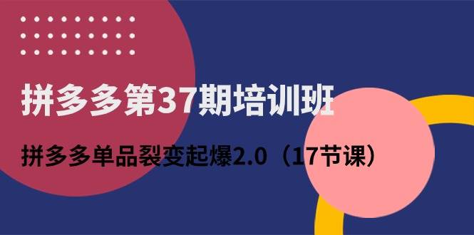 拼多多第37期培训班：拼多多单品裂变起爆2.0（17节课）共创吧-网创项目资源站-副业项目-创业项目-搞钱项目共创吧