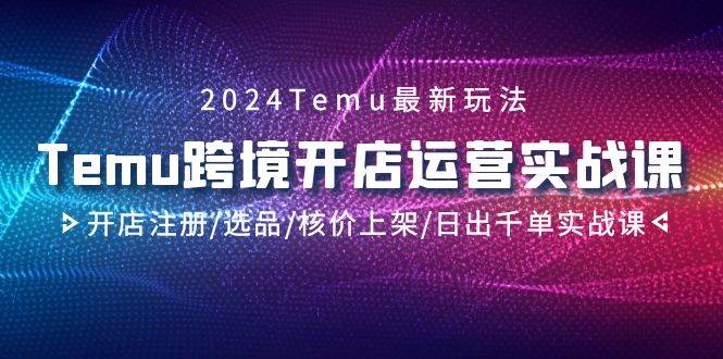 2024Temu跨境开店运营实战课，开店注册/选品/核价上架/日出千单实战课共创吧-网创项目资源站-副业项目-创业项目-搞钱项目共创吧