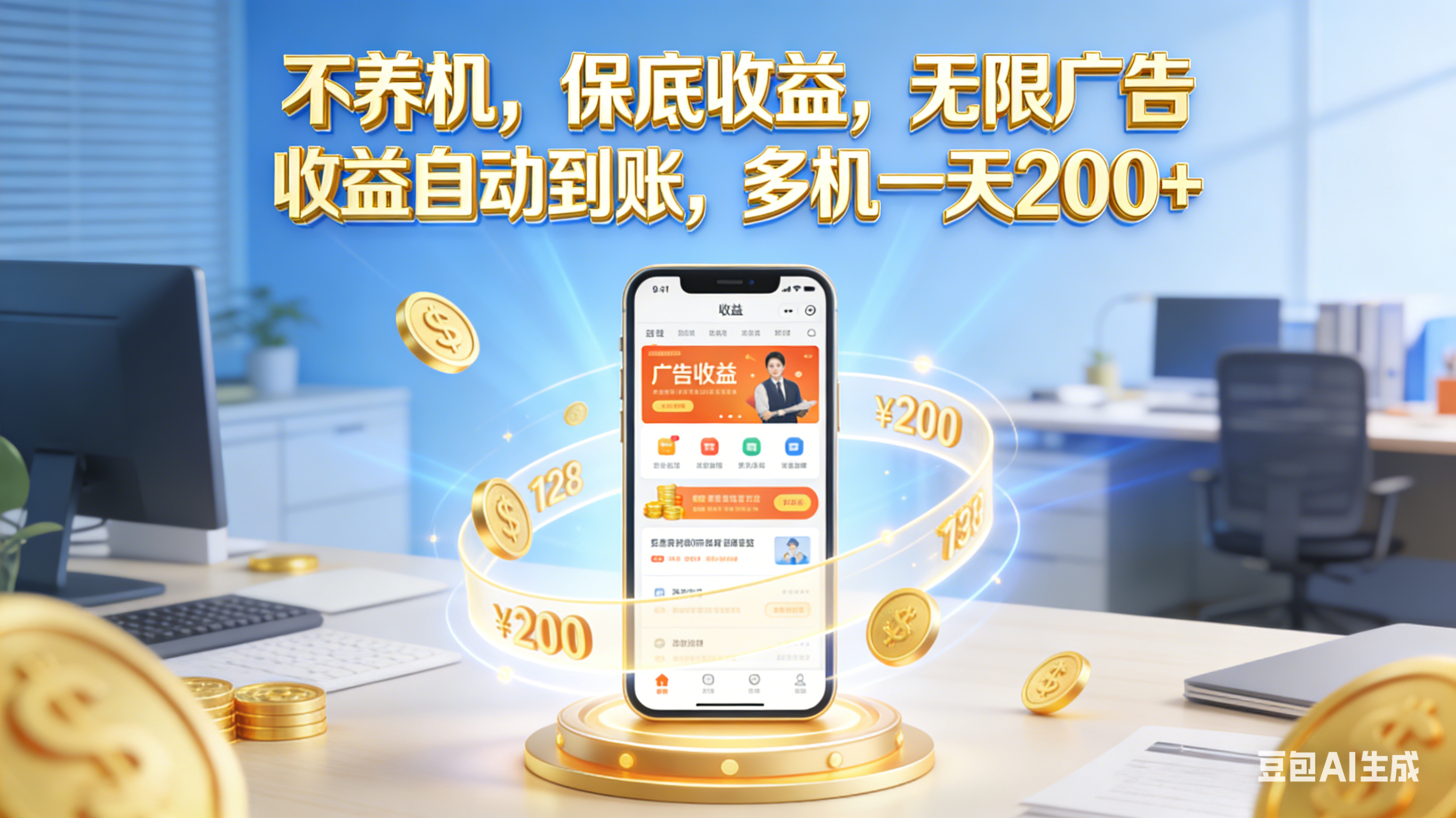 不养机，保底收益，无限广告，收益自动到账，多机一天200+共创吧-网创项目资源站-副业项目-创业项目-搞钱项目共创吧