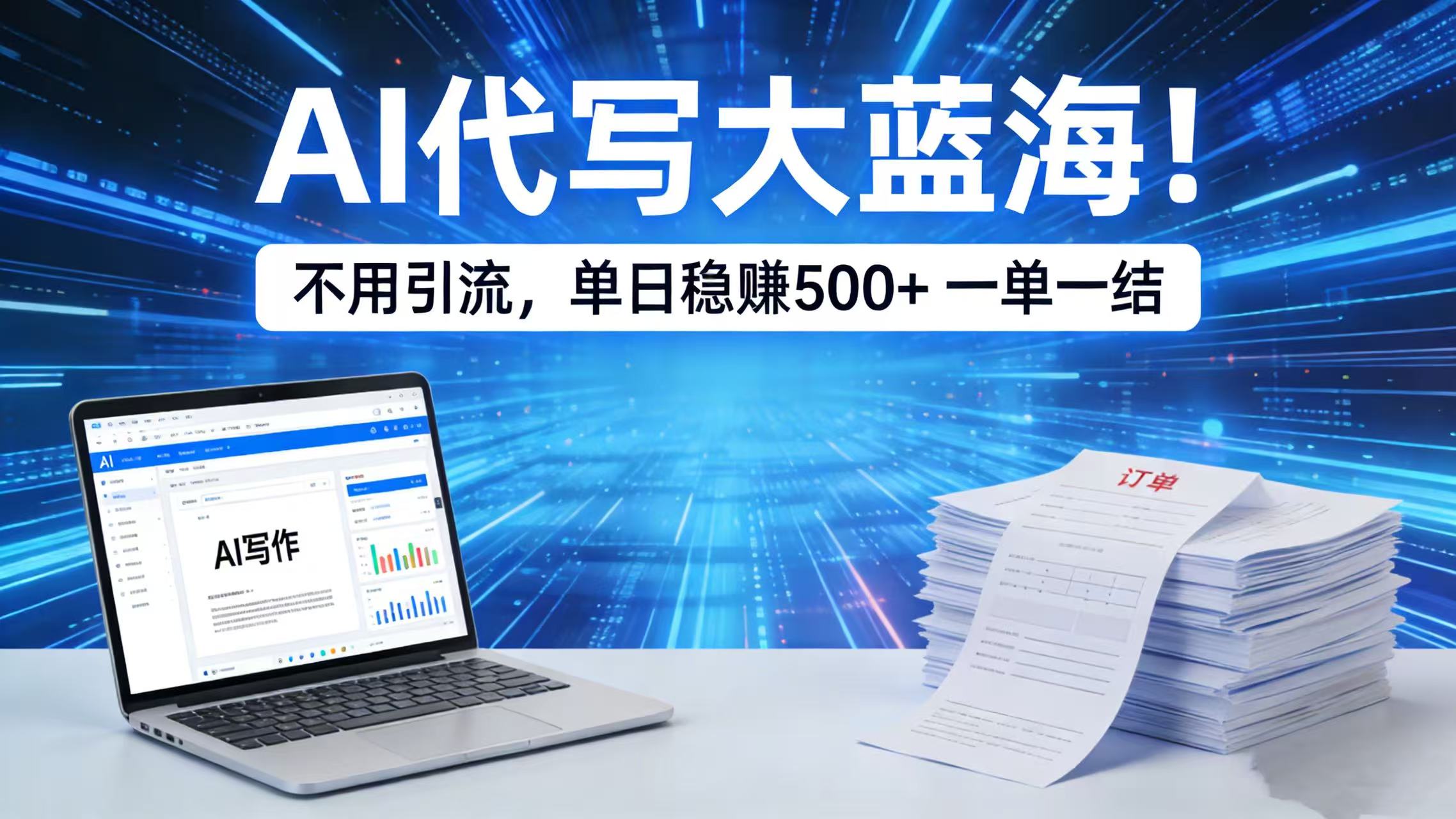 AI 代写大蓝海！不用引流，单日稳赚 500 + 一单一结共创吧-网创项目资源站-副业项目-创业项目-搞钱项目共创吧