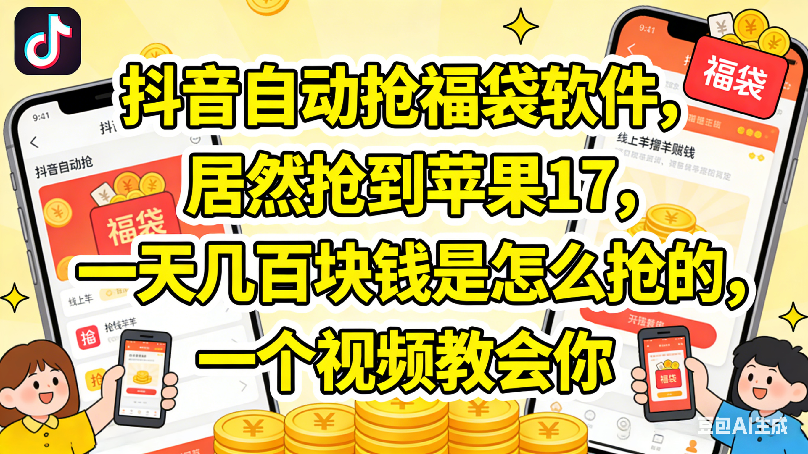 抖音抢福袋，居然抢到苹果17，一天几百块钱是怎么抢的，一个视频教会你共创吧-网创项目资源站-副业项目-创业项目-搞钱项目共创吧