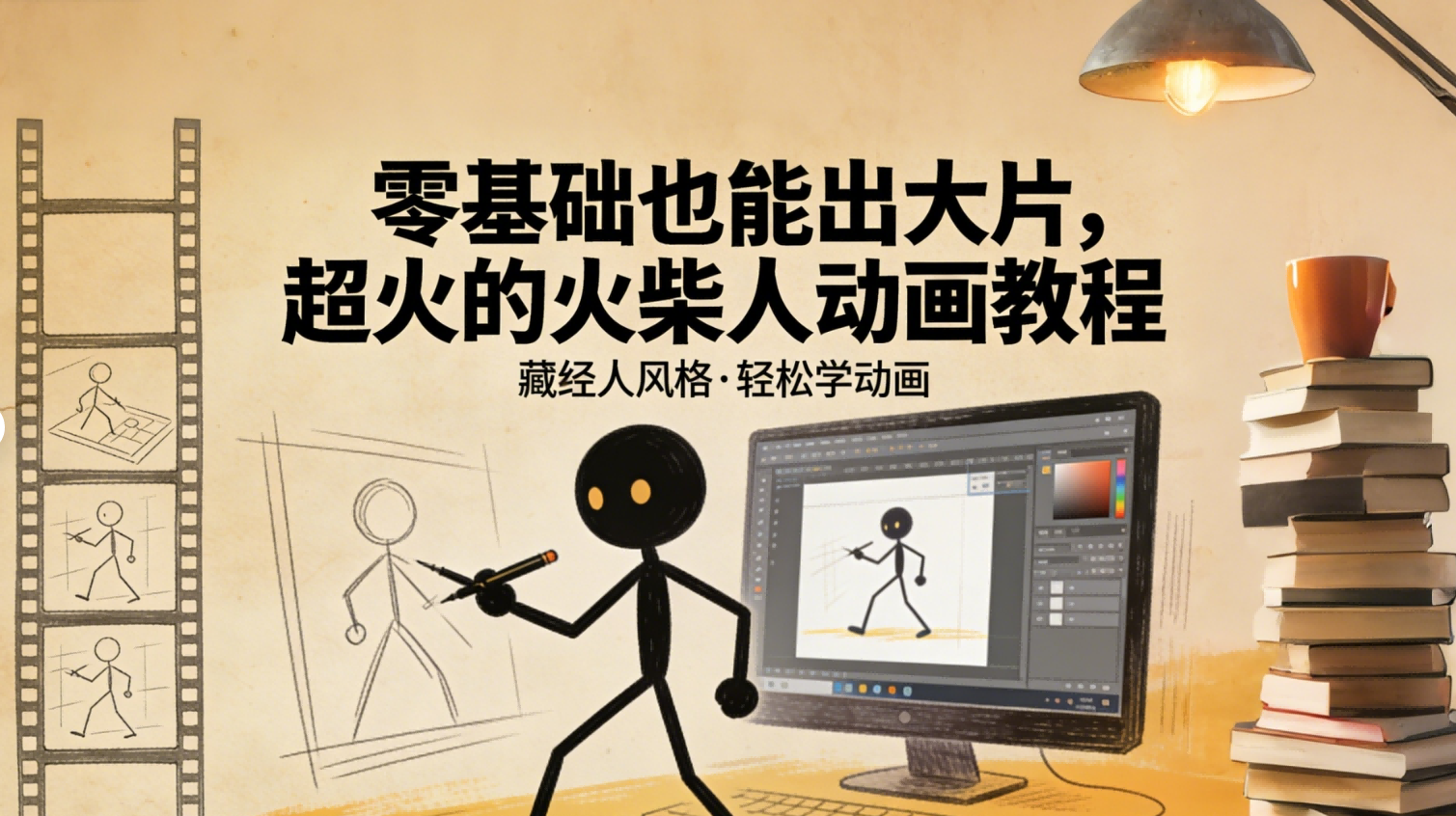 零基础也能出大片,超火的火柴人动画教程(藏经人风格)共创吧-网创项目资源站-副业项目-创业项目-搞钱项目共创吧