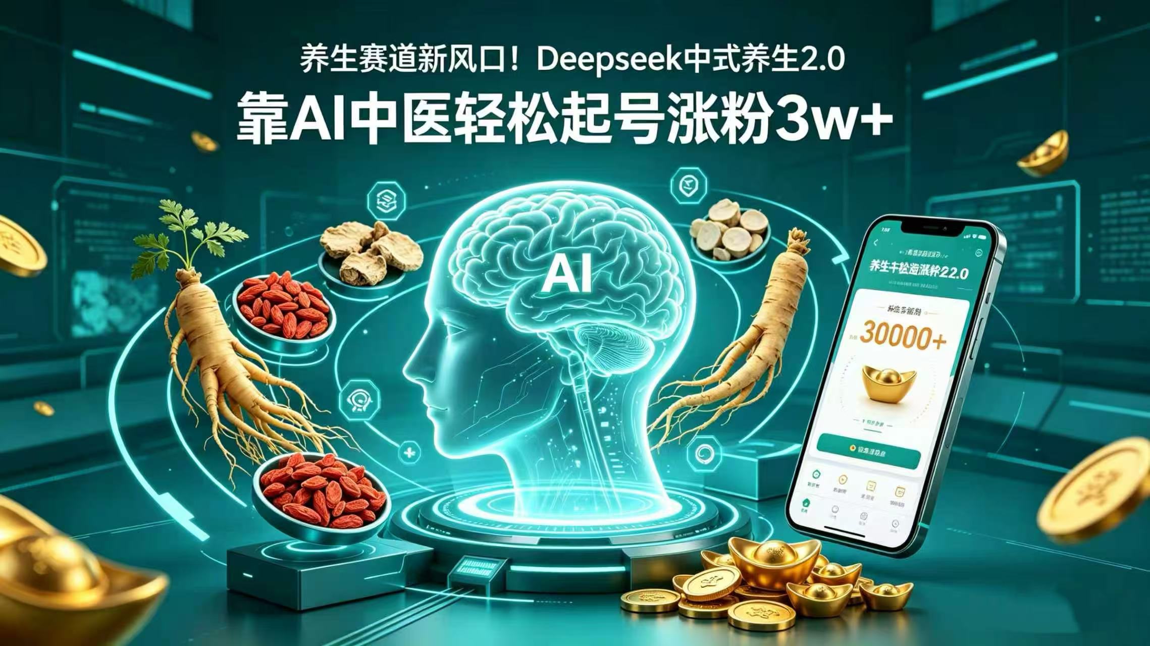养生赛道新风口！Deepseek 中式养生 2.0，靠 AI 中医轻松起号涨粉 3w+共创吧-网创项目资源站-副业项目-创业项目-搞钱项目共创吧