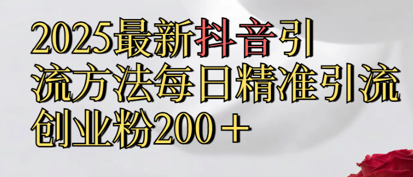 2025最新抖音引流,方法每日精准引流创业粉300+共创吧-网创项目资源站-副业项目-创业项目-搞钱项目共创吧