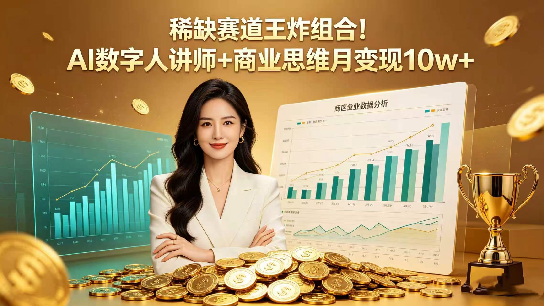 稀缺赛道王炸组合！AI 数字人讲师 + 商业思维 月变现 10w+共创吧-网创项目资源站-副业项目-创业项目-搞钱项目共创吧