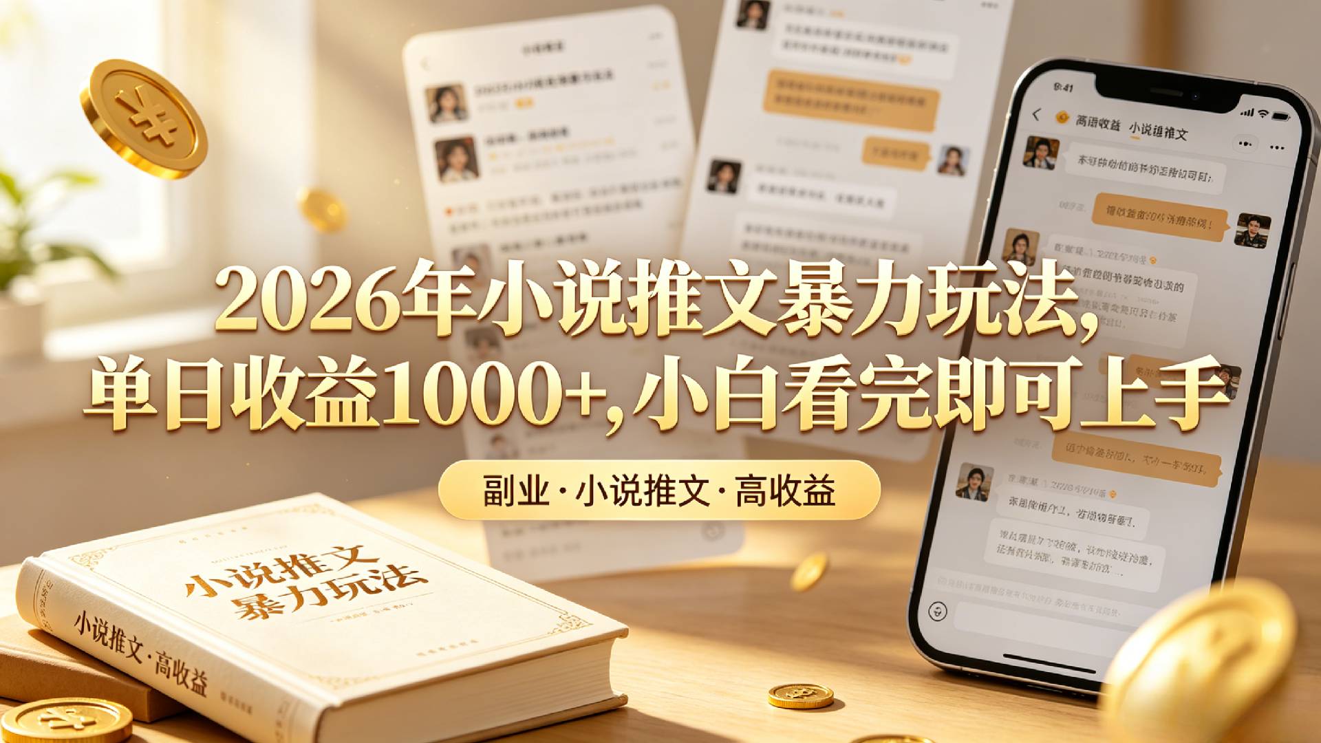 2026年小说推文暴力玩法，单日收益1000+，小白看完即可上手共创吧-网创项目资源站-副业项目-创业项目-搞钱项目共创吧