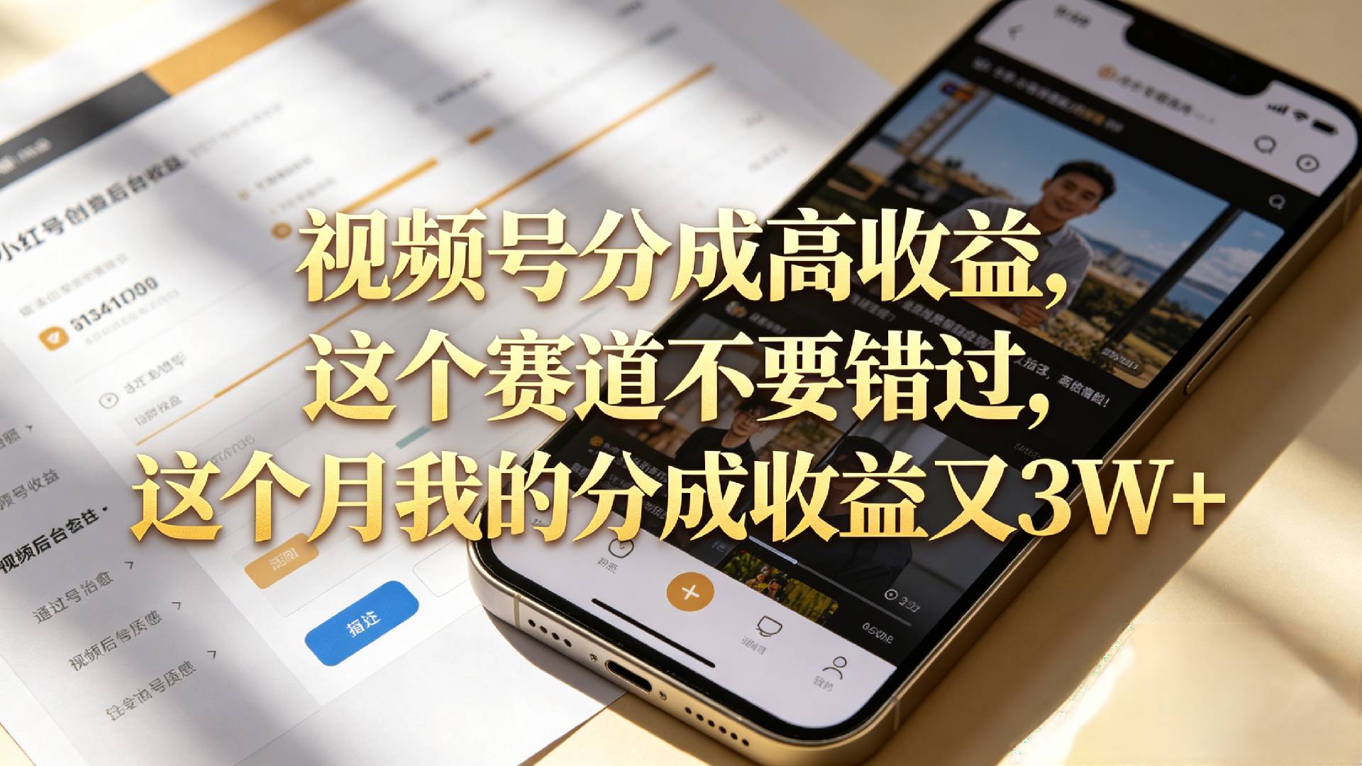 想要【视频号分成高收益】，这个赛道不要错过，这个月我的分成收益又3W+共创吧-网创项目资源站-副业项目-创业项目-搞钱项目共创吧