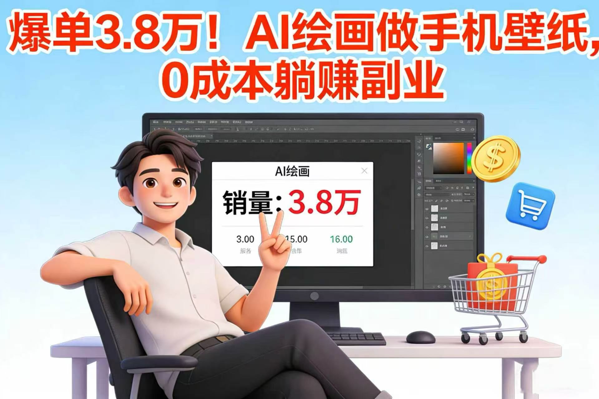 爆单 3.8 万！AI 绘画做手机壁纸，0 成本躺赚副业共创吧-网创项目资源站-副业项目-创业项目-搞钱项目共创吧