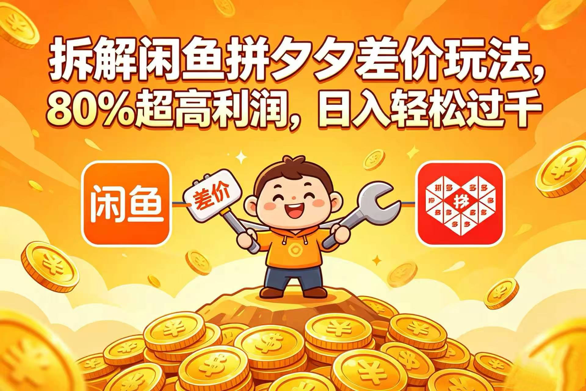 拆解闲鱼拼夕夕差价玩法，80% 超高利润，日入轻松过千共创吧-网创项目资源站-副业项目-创业项目-搞钱项目共创吧