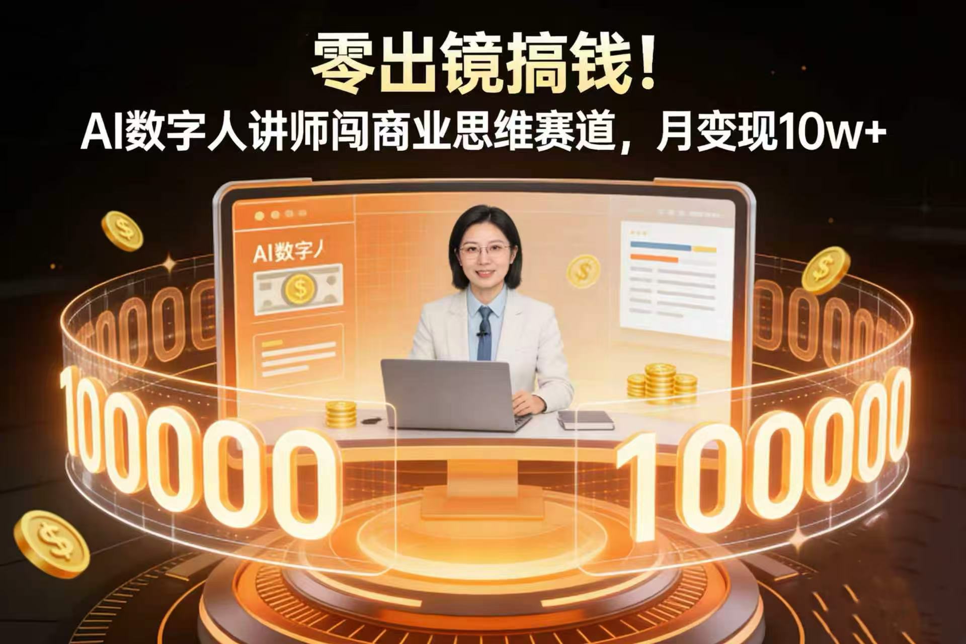 零出镜搞钱！AI 数字人讲师闯商业思维赛道，月变现 10w+共创吧-网创项目资源站-副业项目-创业项目-搞钱项目共创吧